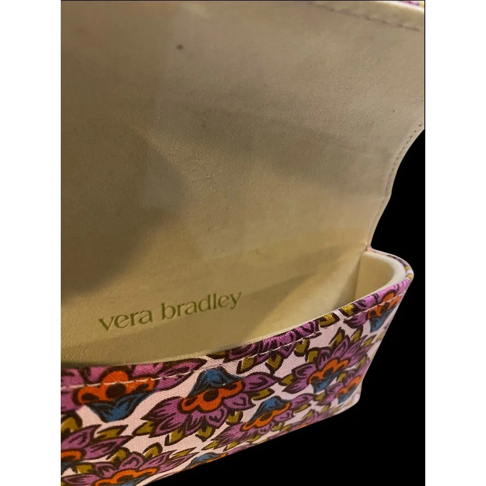 Vera Bradley Hard Eyeglass Case Purple Pink Floral Lotus Magnetic Closure